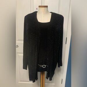 S.L. Fashions Black Cardigan with Shimmering Details